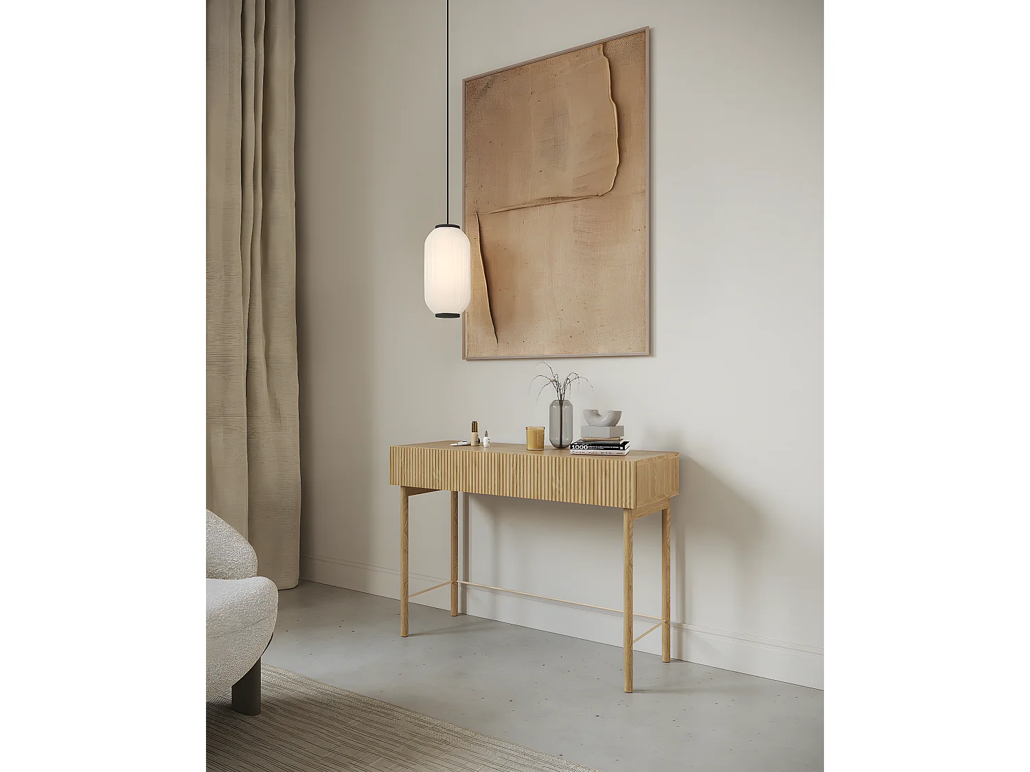 Coiffeuse avec tiroir - debout - 110 cm - couleur de bois chêne huilé- NOLIE