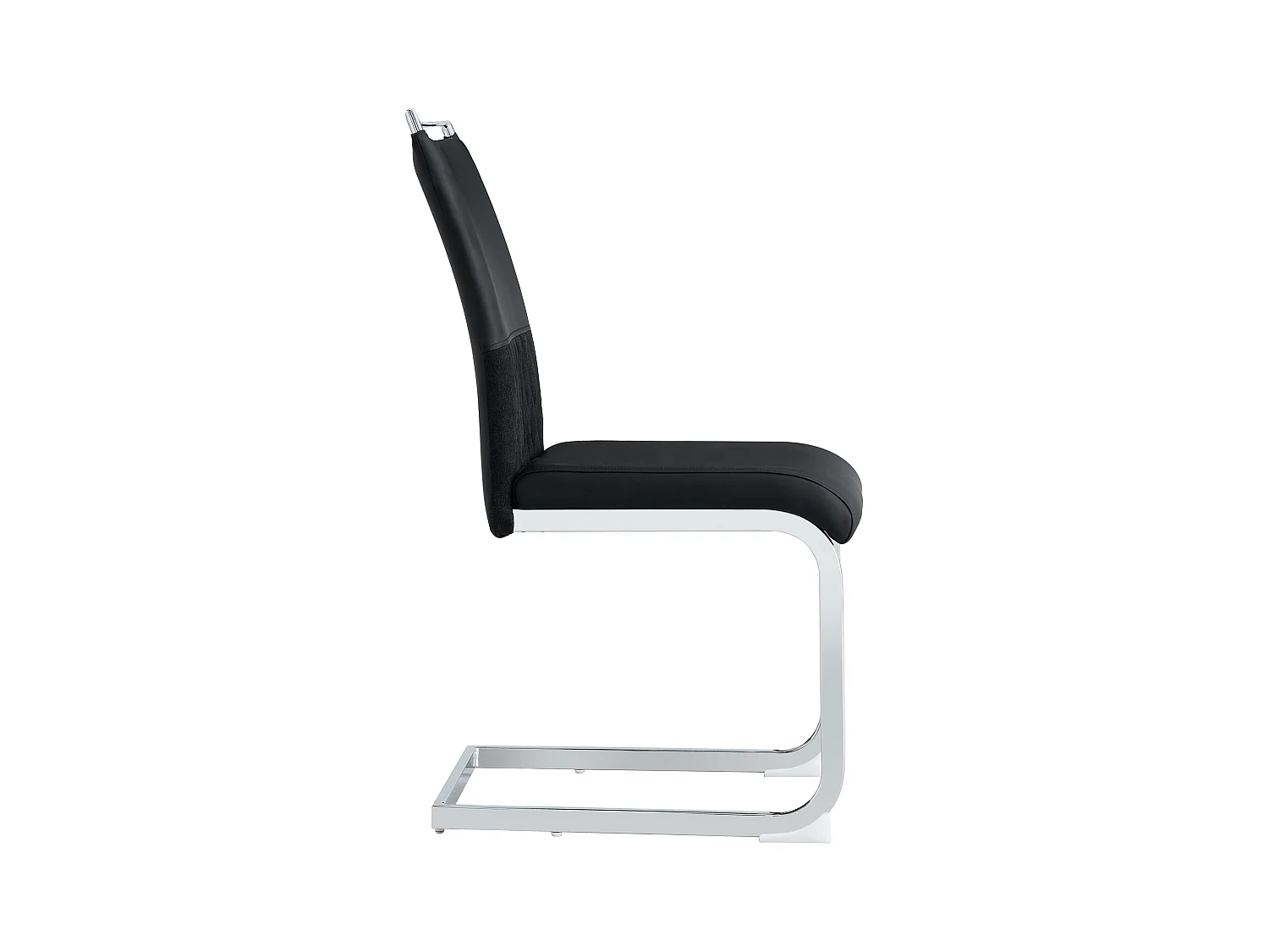 Set van 2 eetkamerstoelen - Linnen en PU leer - Metalen poten - Zwart en grijs - BLITZ