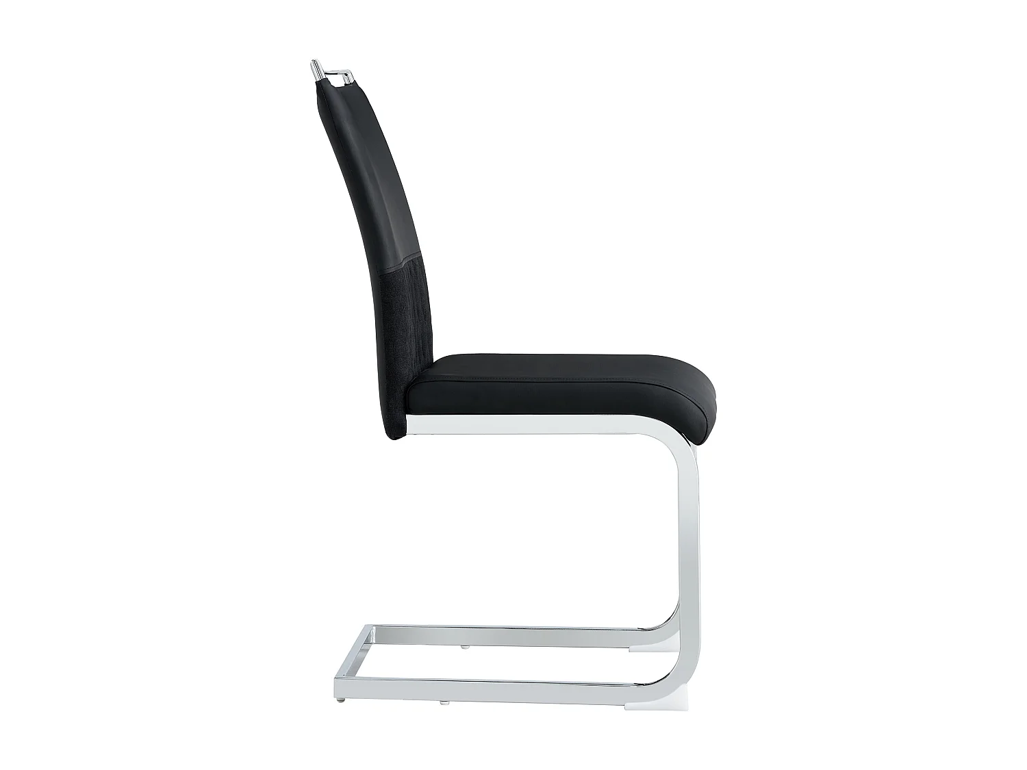 Lot de 4 chaises de salle à manger - Lin et cuir PU - Pièds en métal - Noir et gris - BLITZ