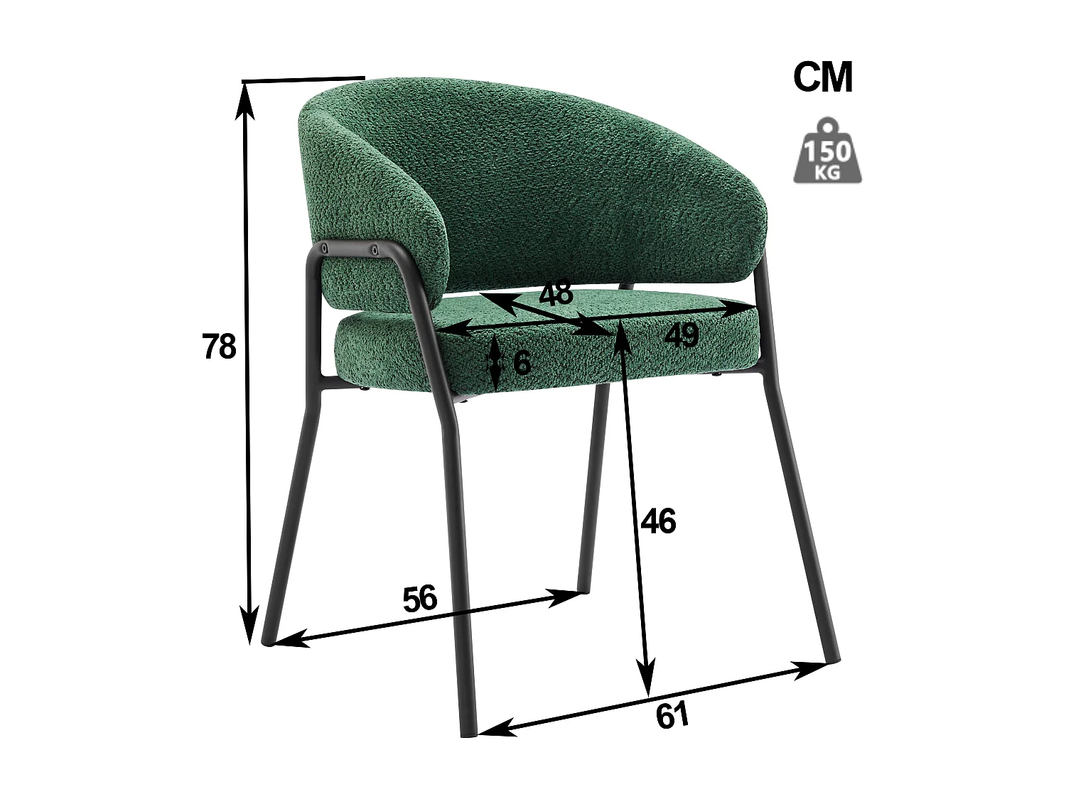 Chaise, Chaise de salle à manger, Chaises de maquillage - Velours et métal - Vert foncé - BLITZ