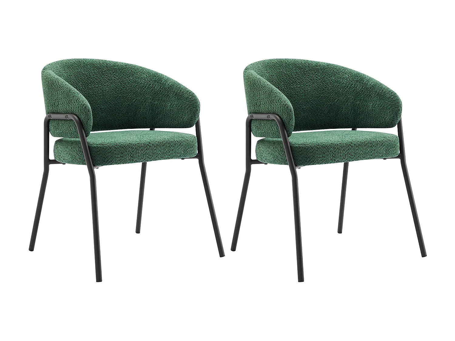 Lot de 2 Chaises, Chaises de salle à manger, Chaises de maquillage - Velours et métal - Vert foncé - BLITZ