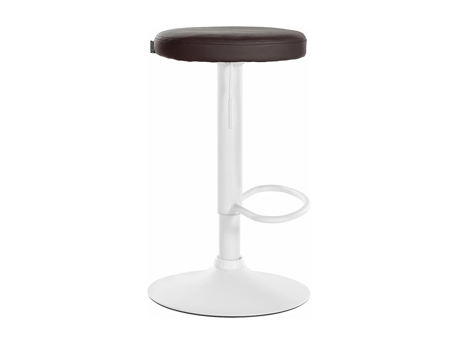 Lot de 2  Tabouret de bar - Similicuir & Métal blanc mat - Marron - Ponte
