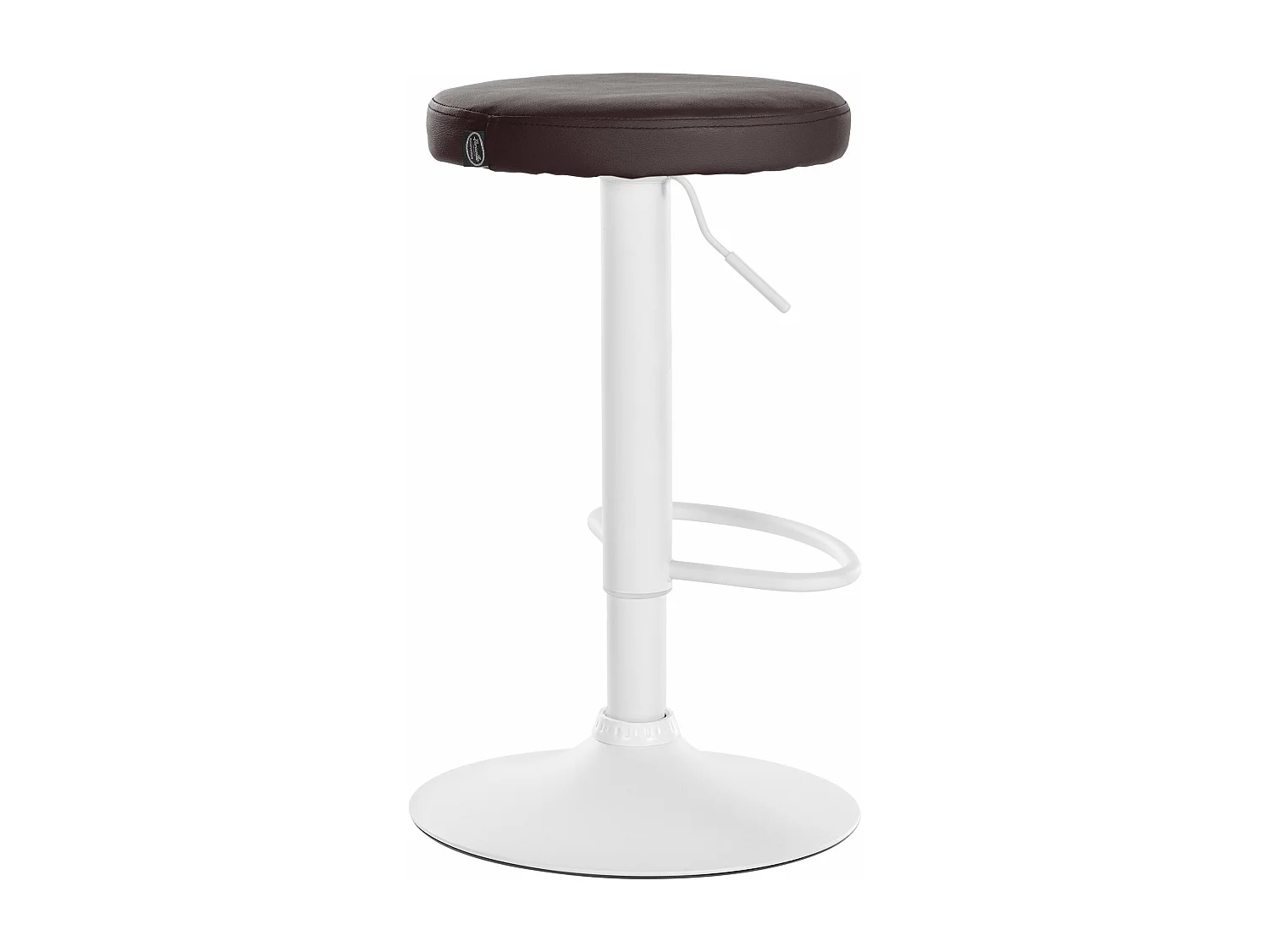 Lot de 2  Tabouret de bar - Similicuir & Métal blanc mat - Marron - Ponte