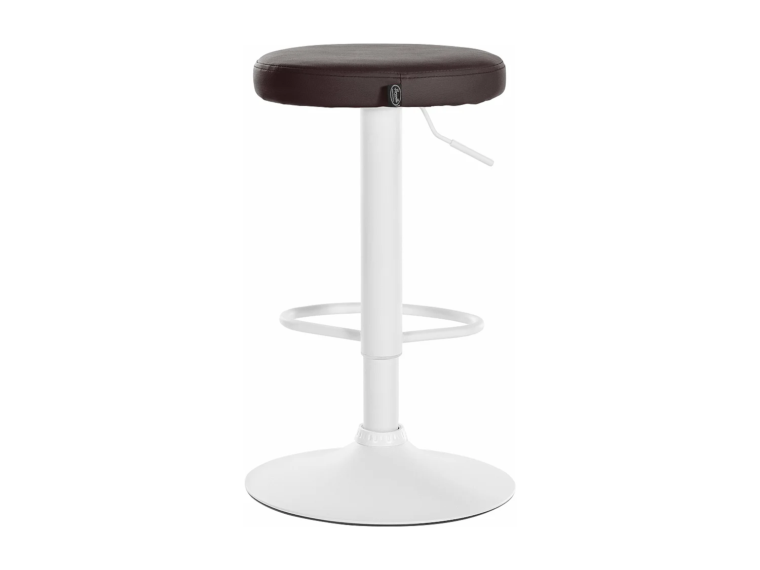Lot de 2  Tabouret de bar - Similicuir & Métal blanc mat - Marron - Ponte