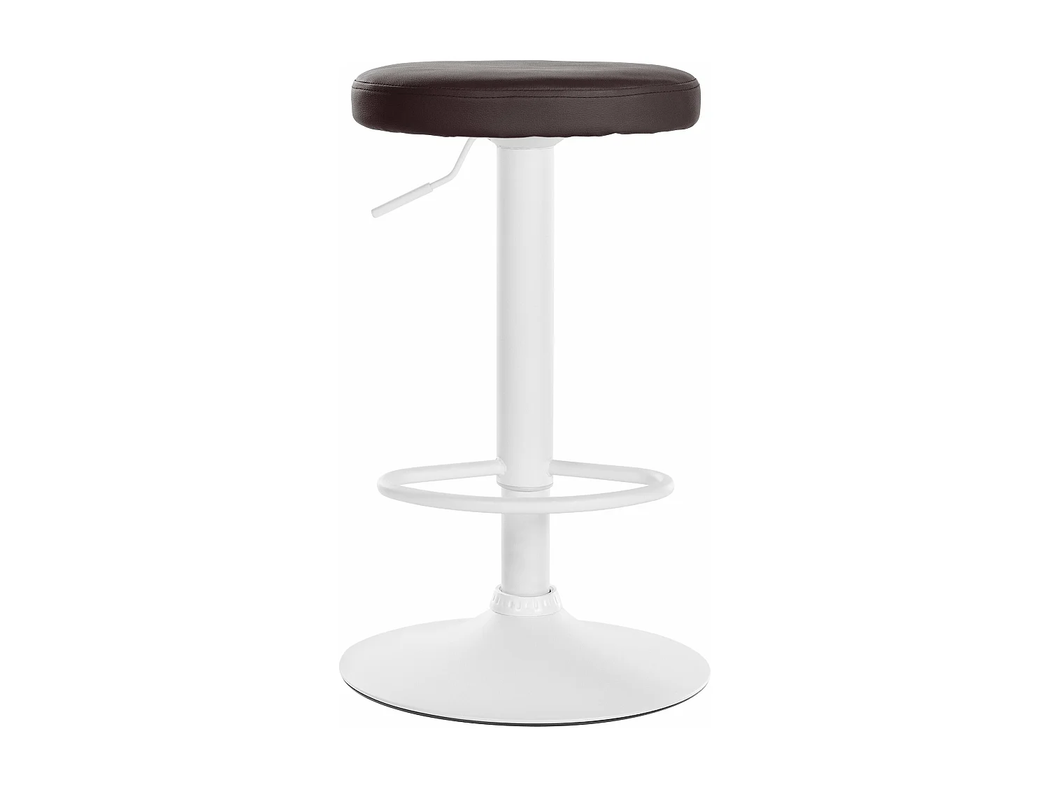 Lot de 2  Tabouret de bar - Similicuir & Métal blanc mat - Marron - Ponte