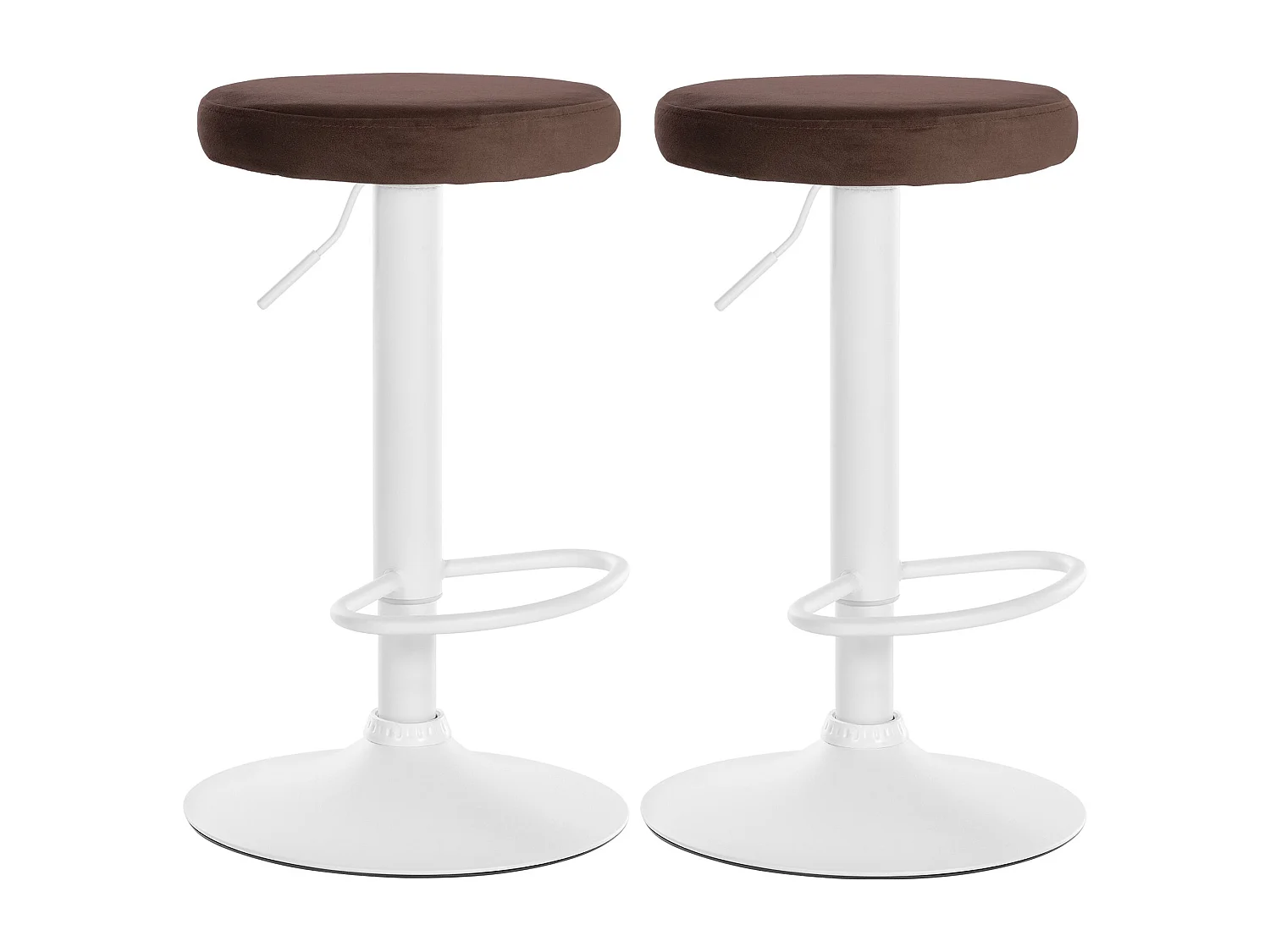 Lot de 2  Tabouret de bar - Velours & Métal blanc mat - Marron - Ponte