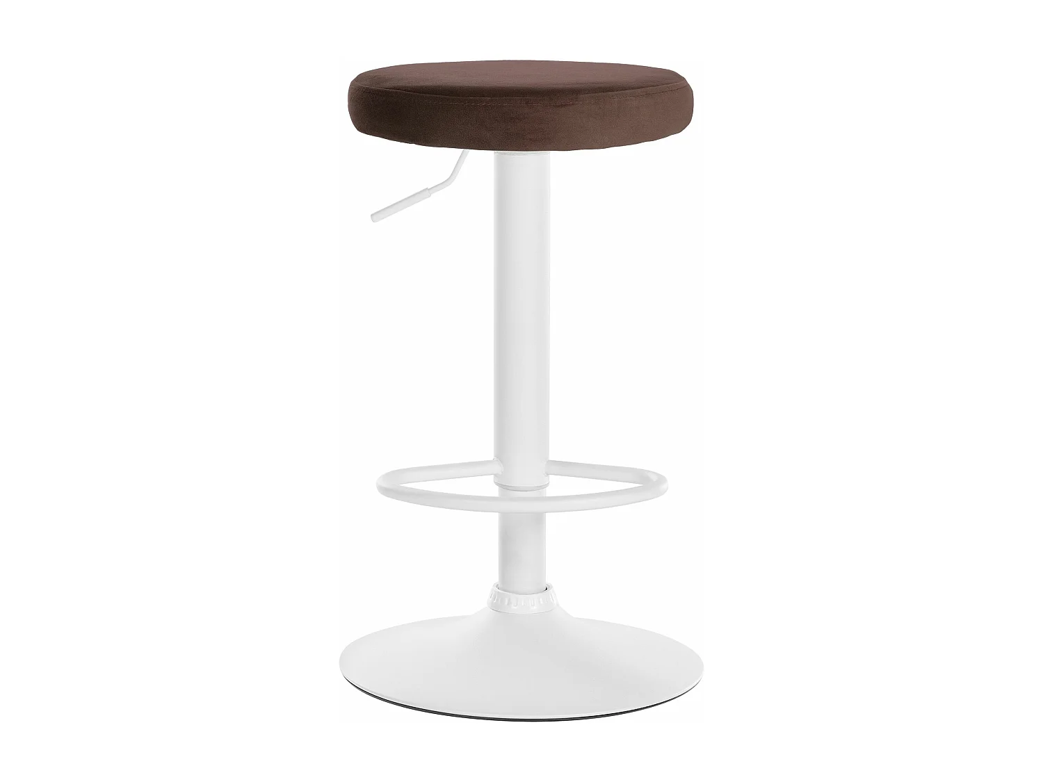 Lot de 2  Tabouret de bar - Velours & Métal blanc mat - Marron - Ponte