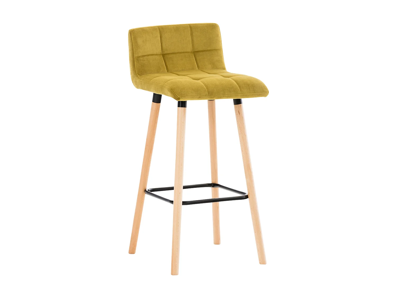 Tabouret de bar - Velours - Jaune - Lincoln