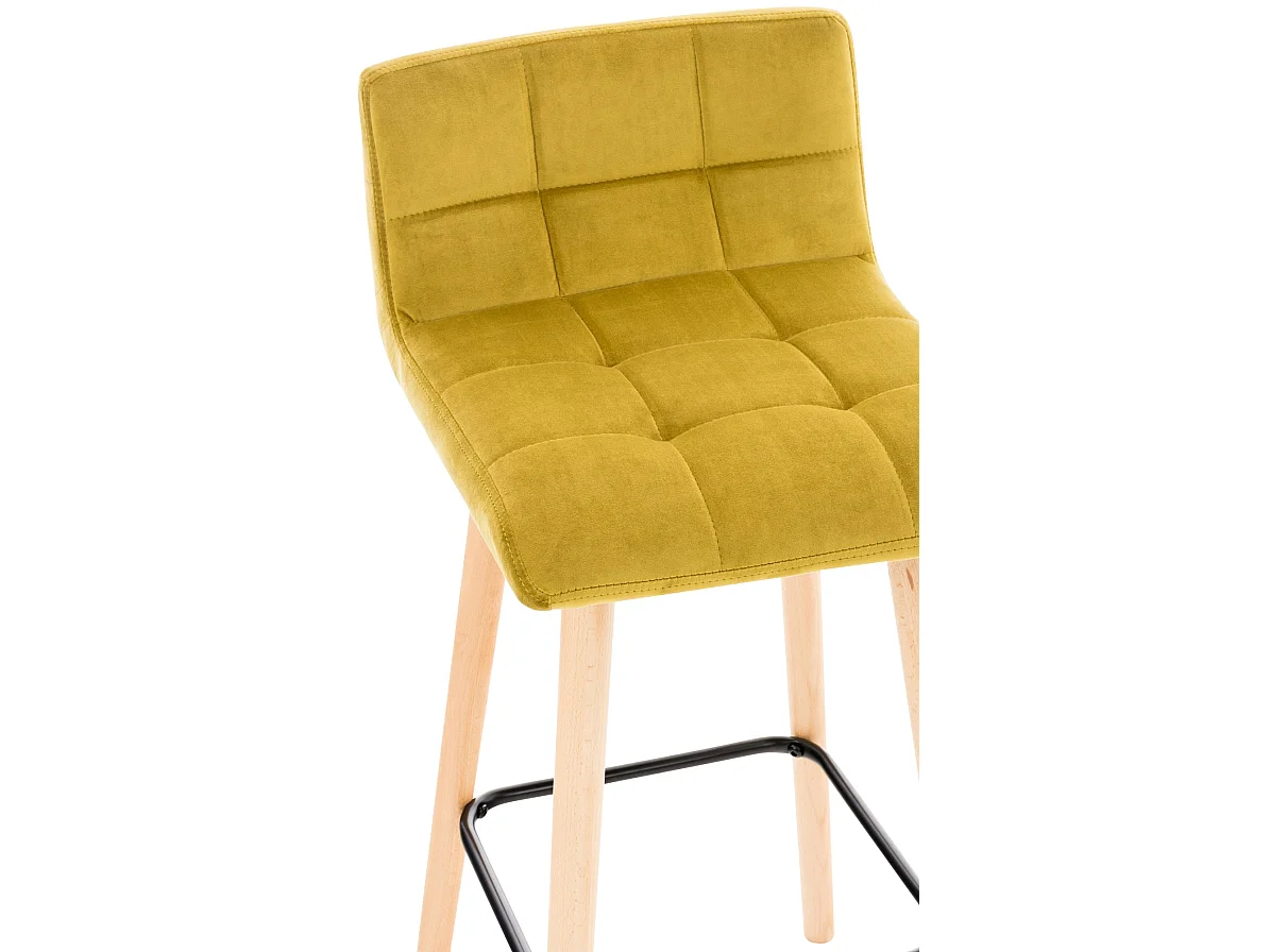 Tabouret de bar - Velours - Jaune - Lincoln