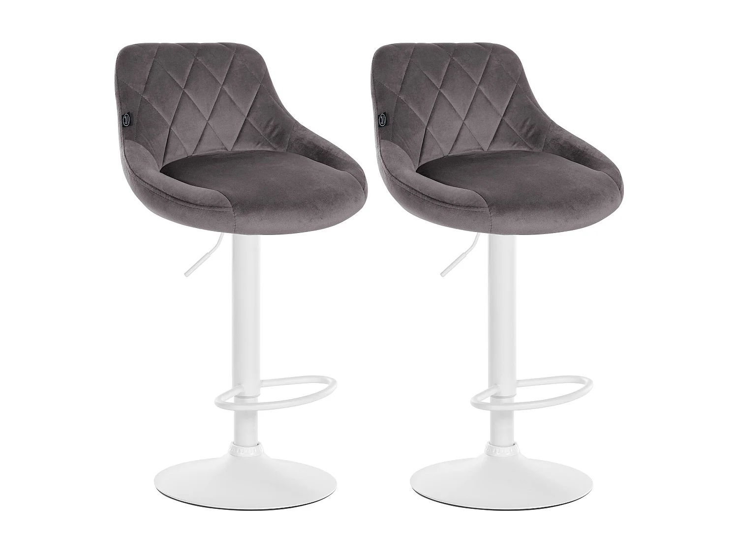 Lot de 2  Tabouret de bar - Velours & Métal - Gris - Lazio