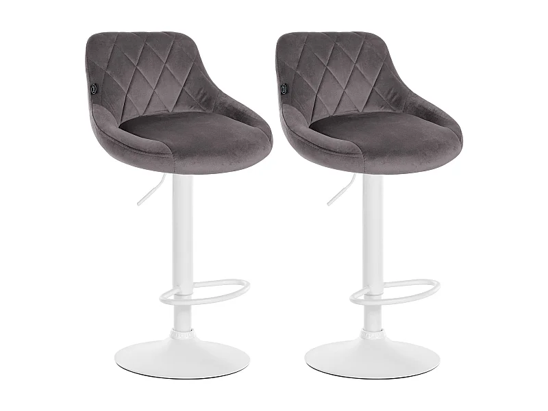 Lot de 2  Tabouret de bar - Velours & Métal - Gris - Lazio