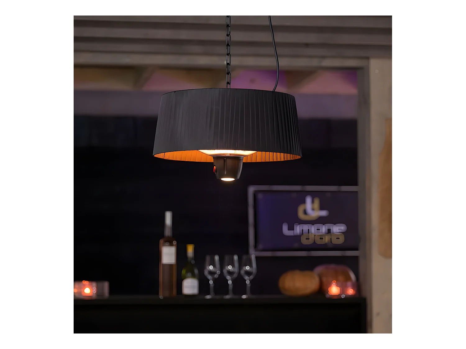 Chauffage suspendu Artix compact 1500W Halogène Noir ARTIX C-HB