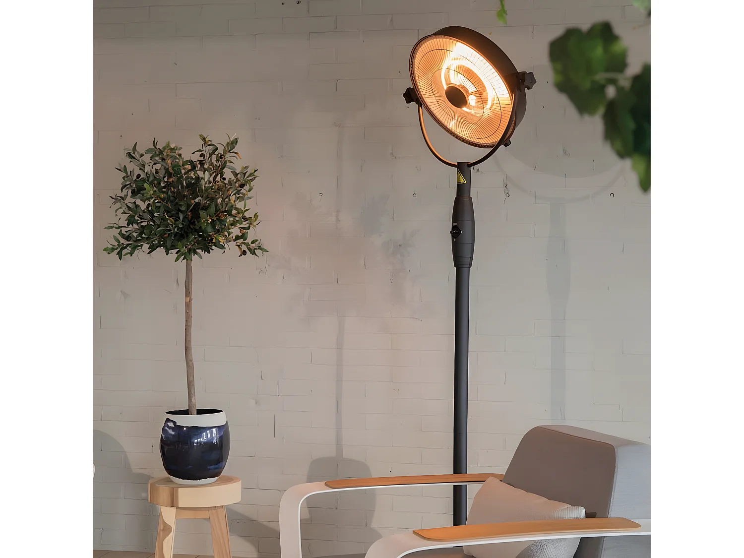 Staande terrasverwarmer Retro Sphere 2100 W halogeen zwart RSS16