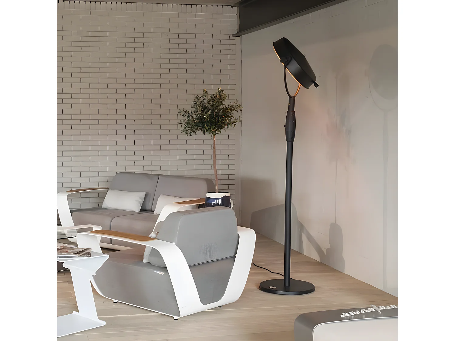 Staande terrasverwarmer Retro Sphere 2100 W halogeen zwart RSS16