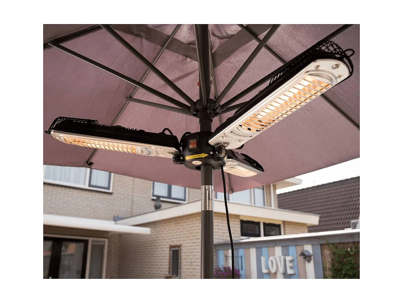 Sonnenschirm-Heizstrahler 2000 W Halogen Schwarz Silbern PH10