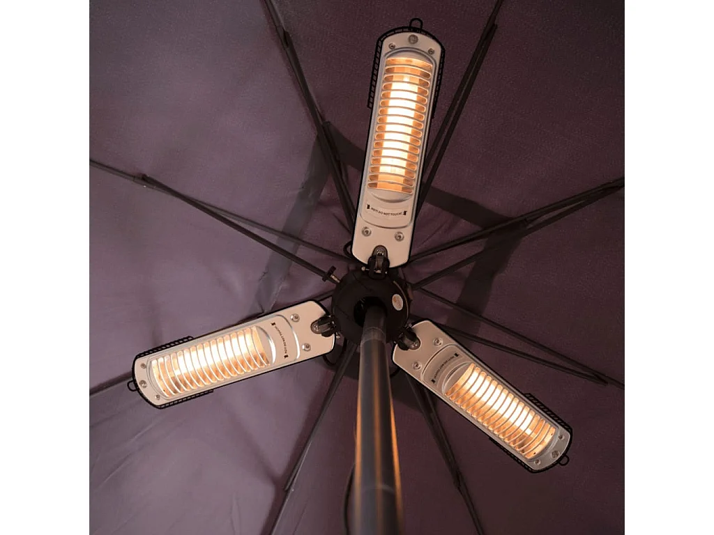 Sonnenschirm-Heizstrahler 2000 W Halogen Schwarz Silbern PH10