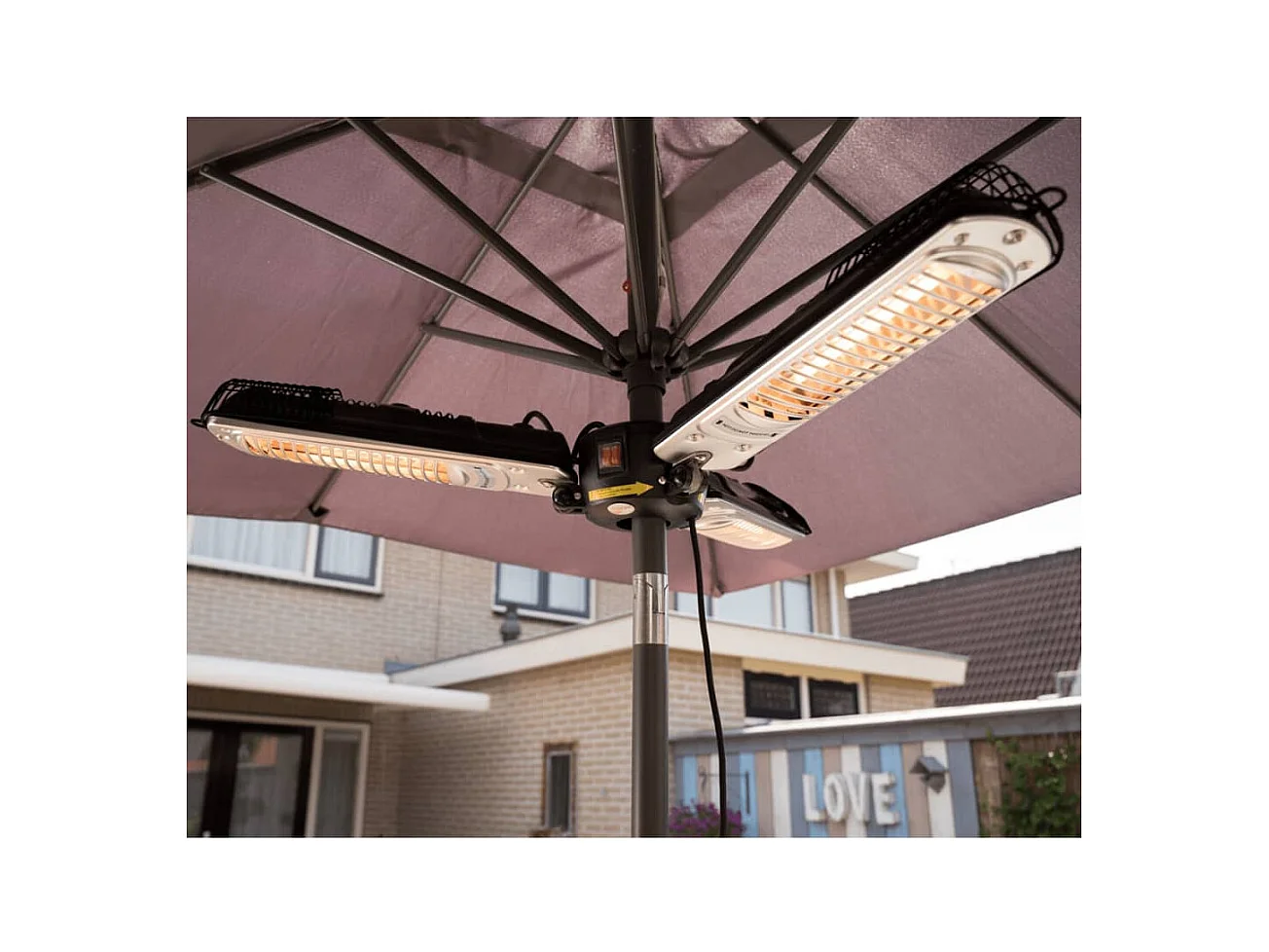 Parasolverwarming 2000 W halogeen zwart en zilver PH10