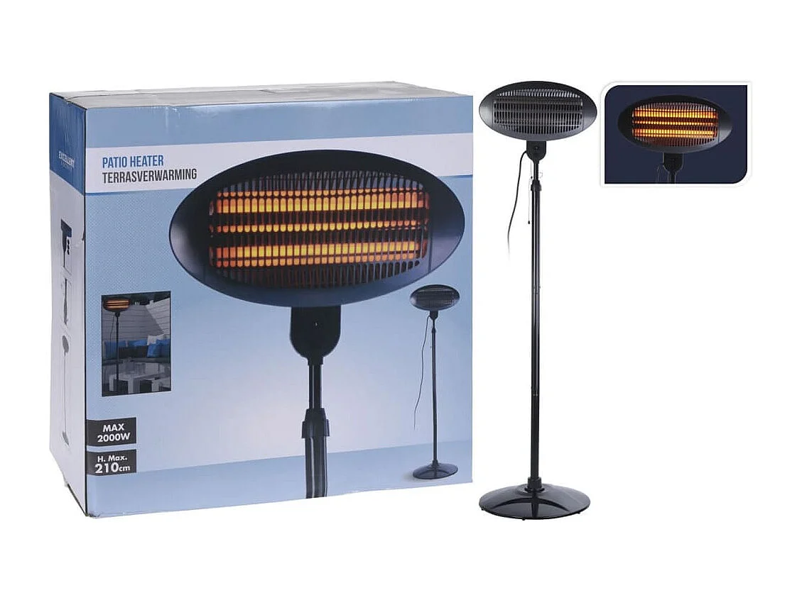 Standheizstrahler 2000W Quarz Schwarz