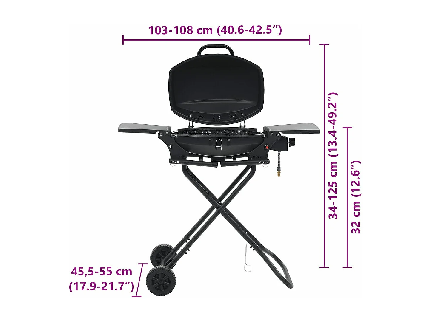 Barbecue au gaz portatif avec zone de cuisson Noir