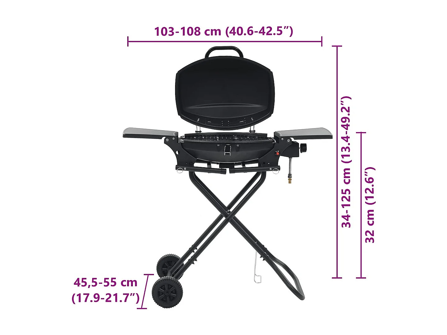 Barbecue au gaz portatif avec zone de cuisson Noir