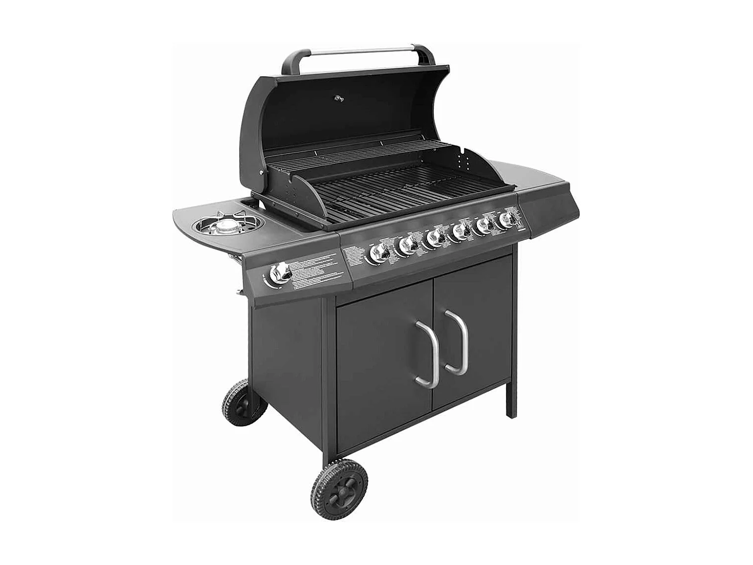 Barbecue e Griglia a Gas 6+1 Fornelli Nero