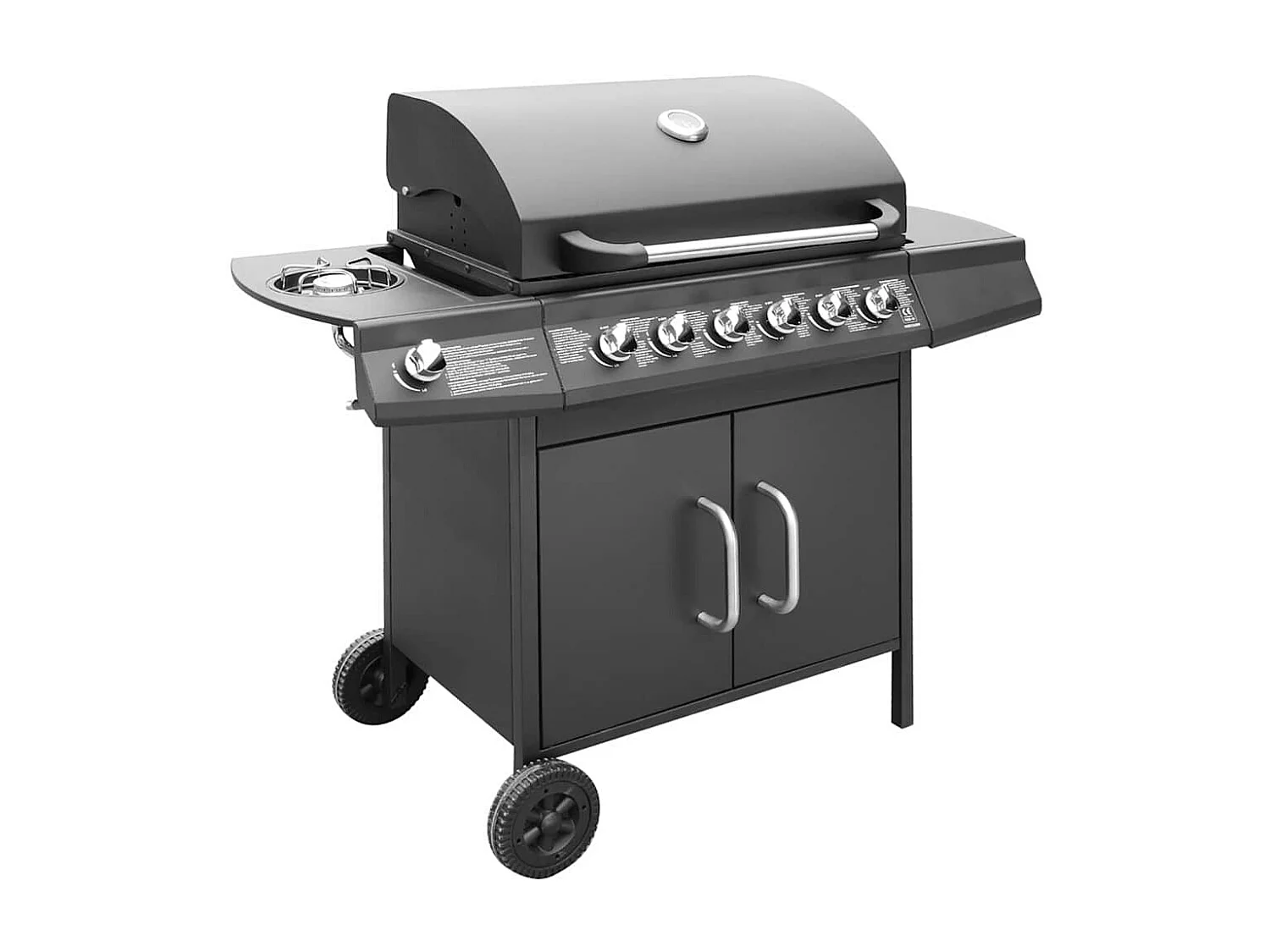 Barbecue e Griglia a Gas 6+1 Fornelli Nero