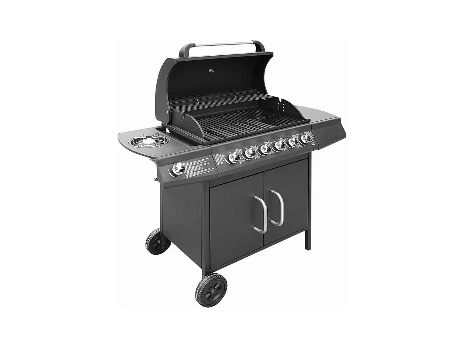 Barbecue à gaz 6 + 1 zone de cuisson Noir
