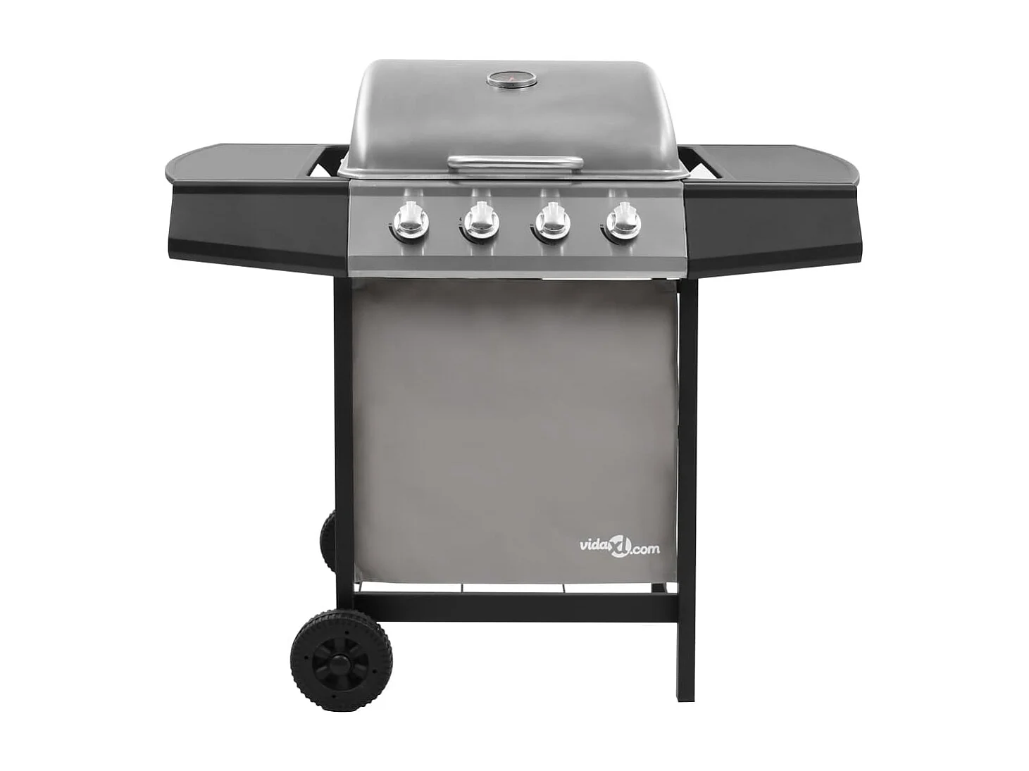 Gasbarbecue met 4 branders zwart en zilverkleurig