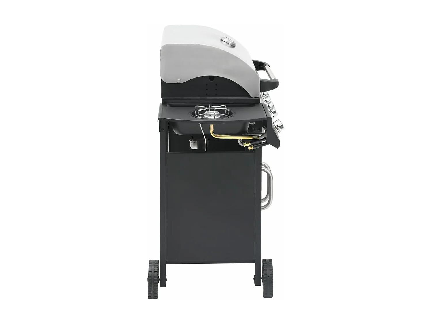 Gasgrill 4+1 Flammen Schwarz und Silbern Stahl & Edelstahl