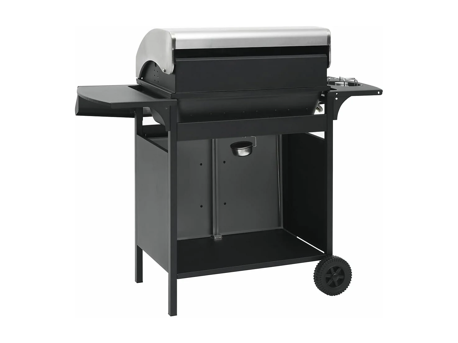 Gasgrill 4+1 Flammen Schwarz und Silbern Stahl & Edelstahl