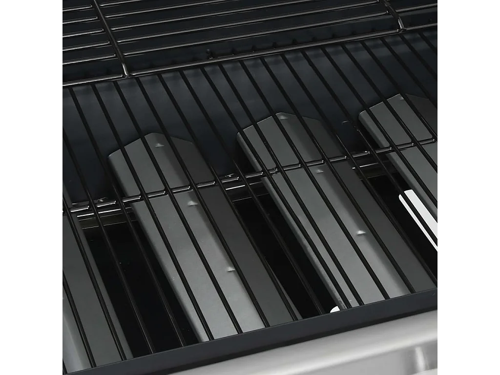 Gasgrill 4+1 Flammen Schwarz und Silbern Stahl & Edelstahl