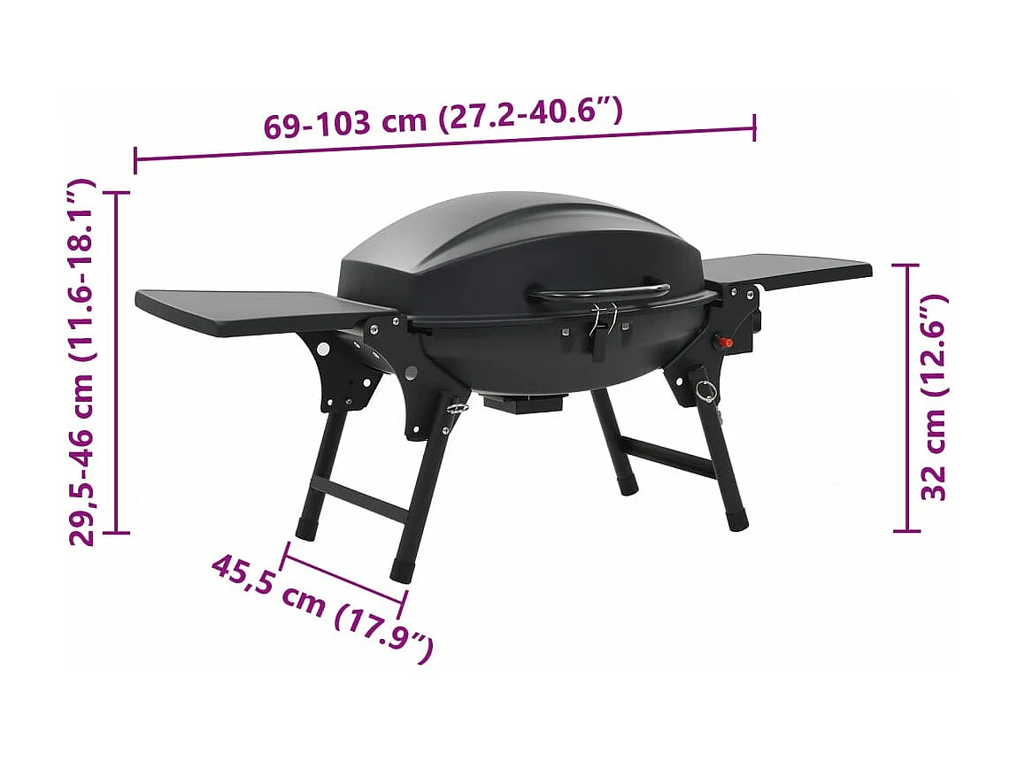 Gasbarbecue met kookzone zwart
