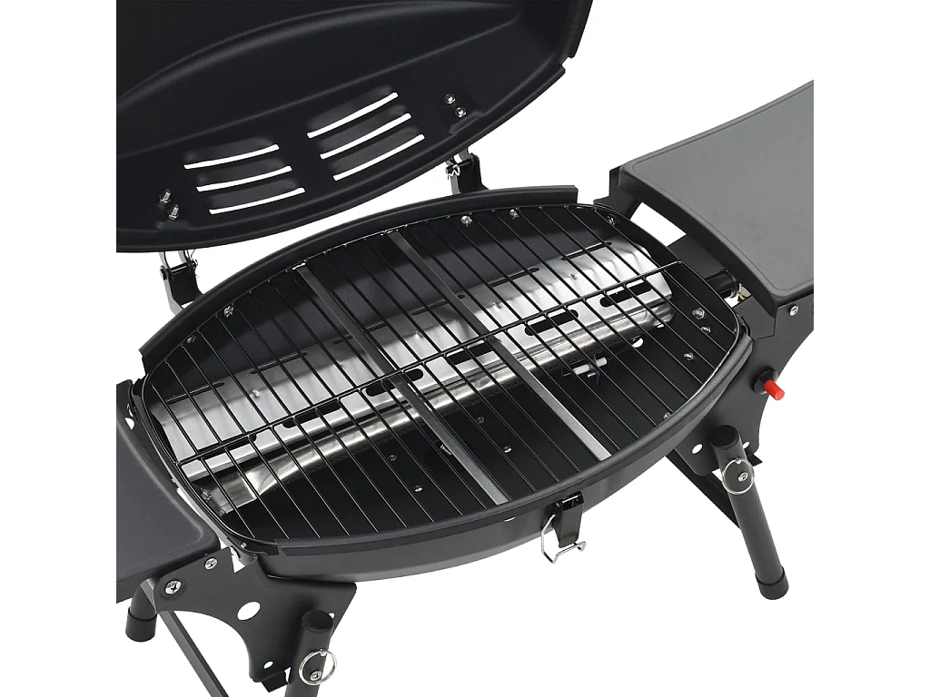 Barbecue à gaz portatif avec zone de cuisson Noir