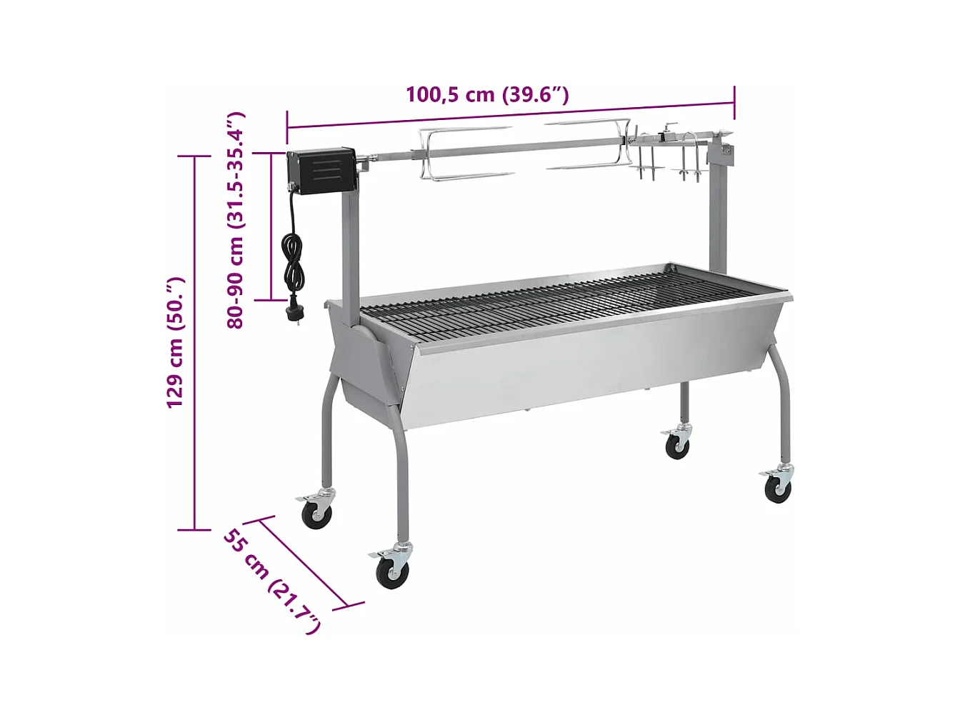 Rôtissoire pour barbecue électrique Acier inoxydable