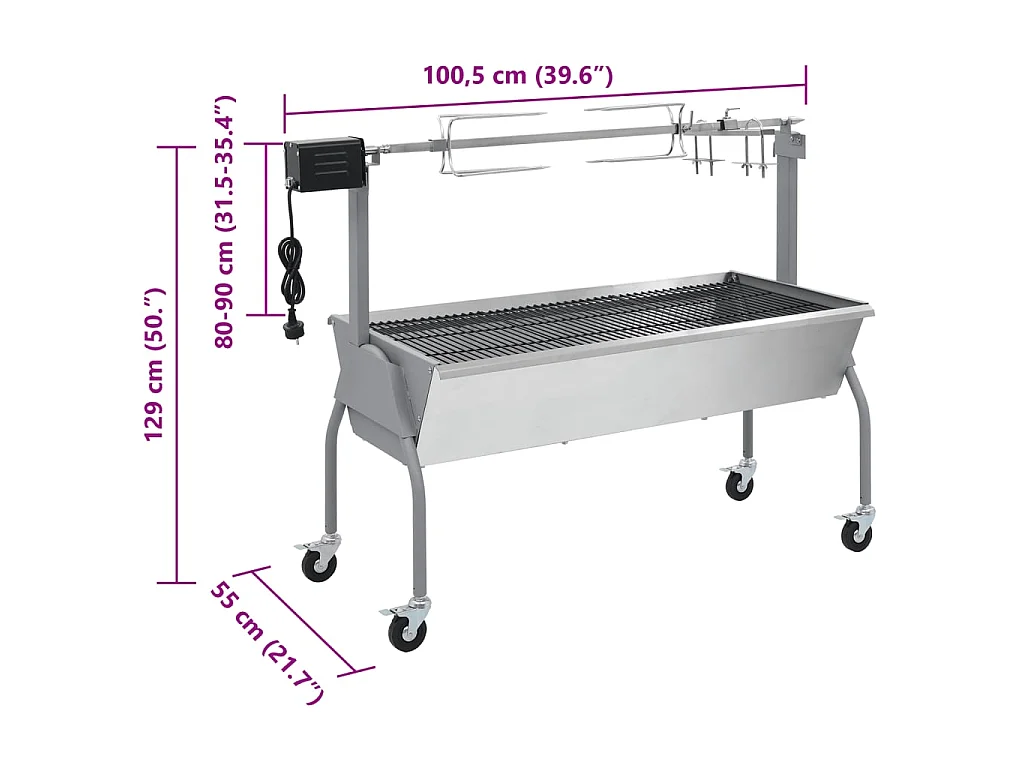 Rôtissoire pour barbecue électrique Acier inoxydable