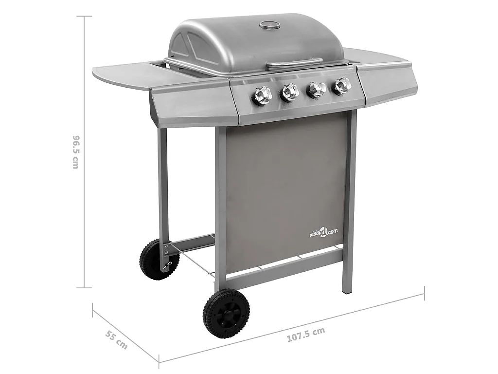Griglia Barbecue a Gas con 4 Bruciatori Argento