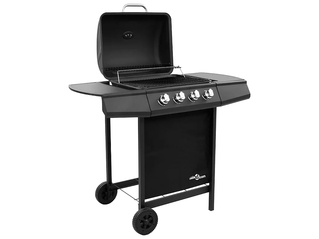 Barbecue gril à gaz avec 4 brûleurs Noir