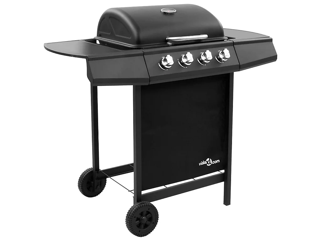 Barbecue gril à gaz avec 4 brûleurs Noir