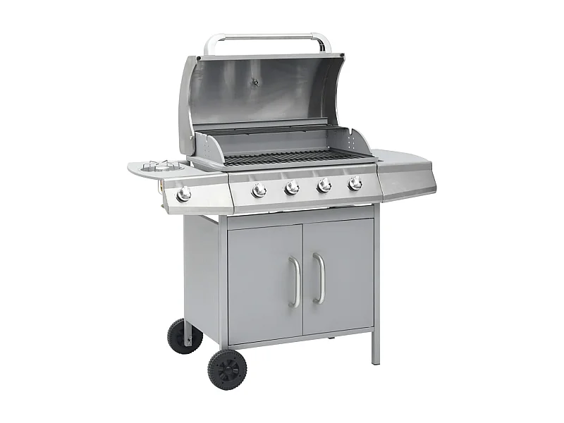 Gasbarbecue 4+1 kookzone roestvrij staal zilverkleurig