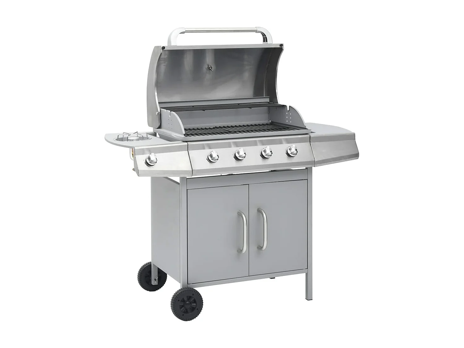 Gasbarbecue 4+1 kookzone roestvrij staal zilverkleurig
