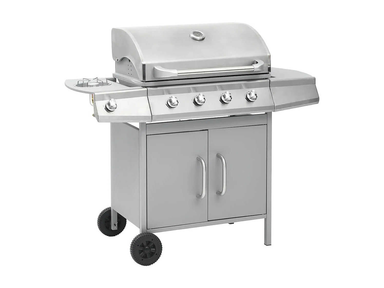 Gasbarbecue 4+1 kookzone roestvrij staal zilverkleurig