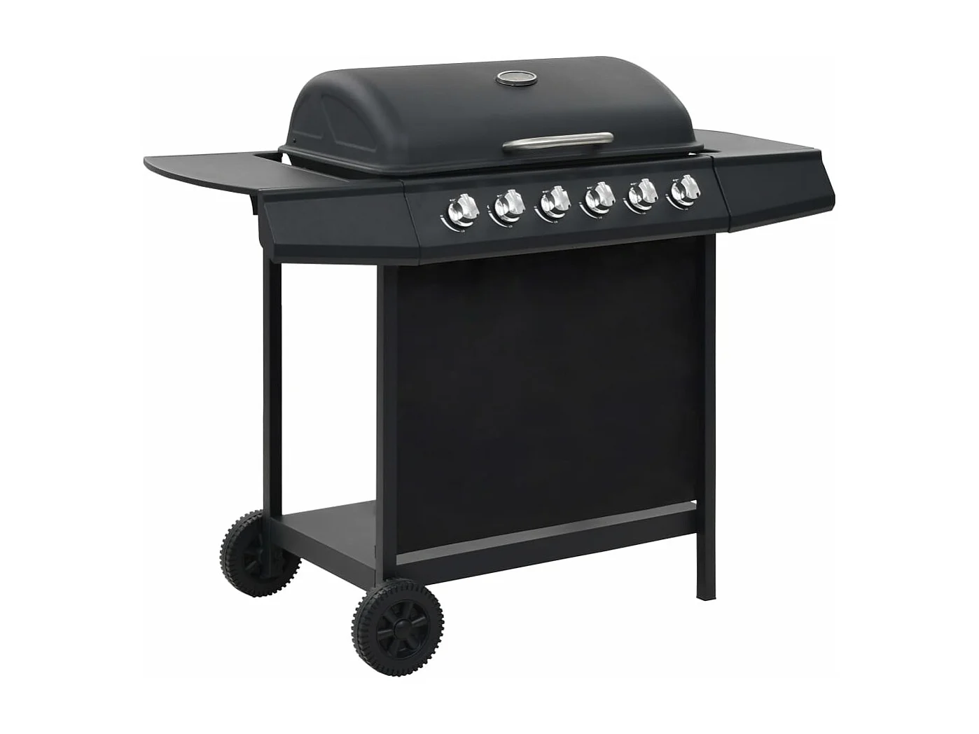 Barbecue Griglia a Gas con 6 Fornelli Acciaio Nero