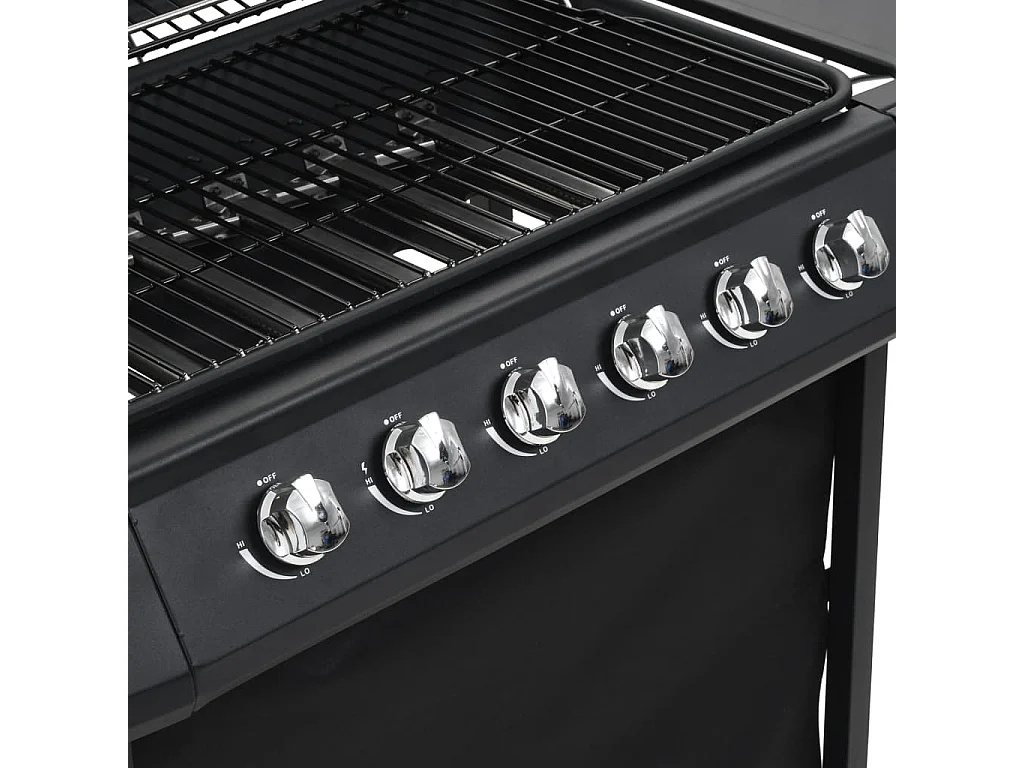 Barbecue au gaz avec 6 zones de cuisson Acier Noir