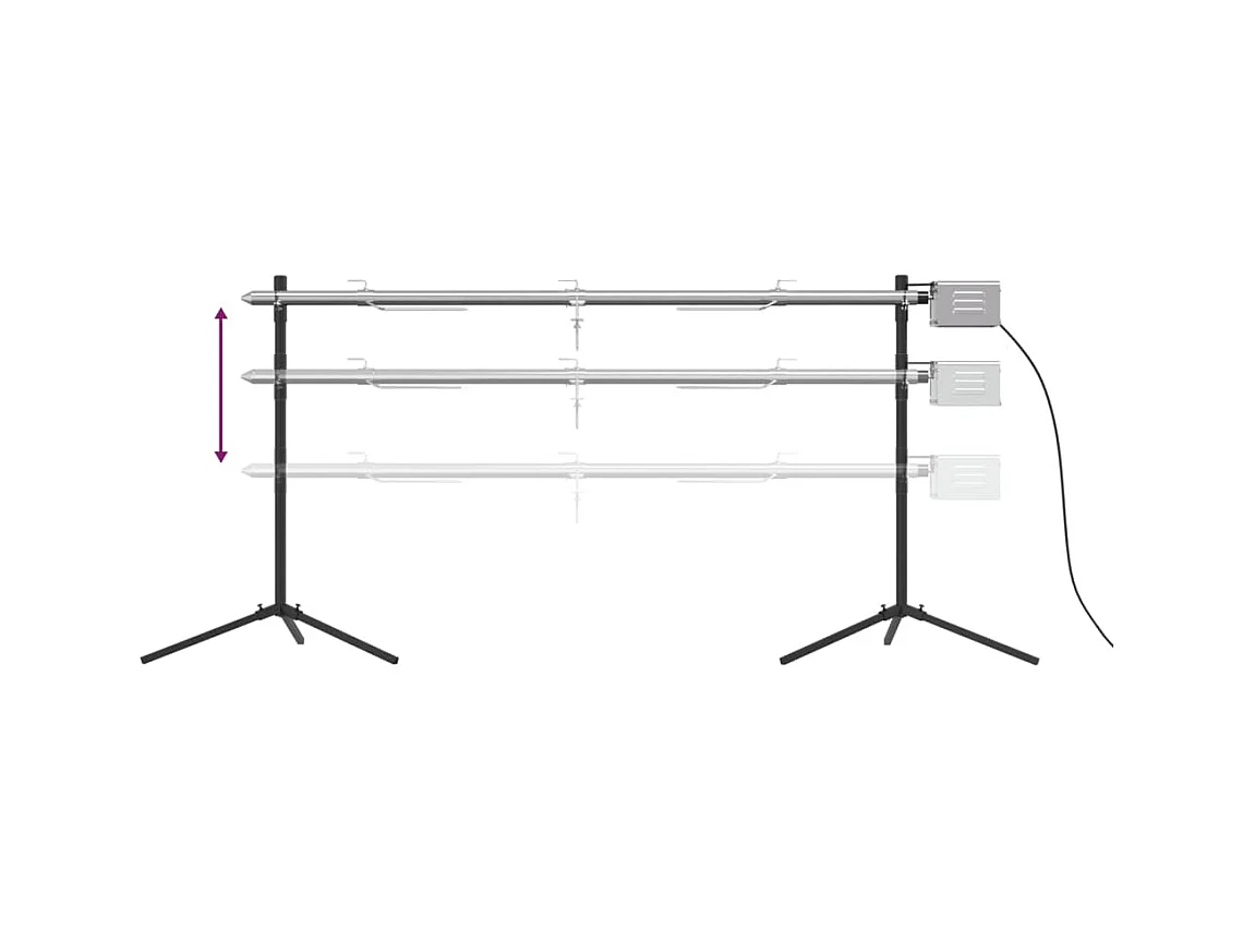 Barbecue automatique et moteur acier inoxydable 150x46,5x82,5cm