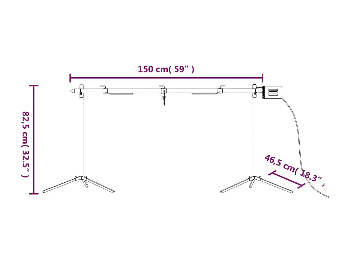 Automatischer Grillspieß mit Motor Edelstahl 150x46,5x82,5 cm