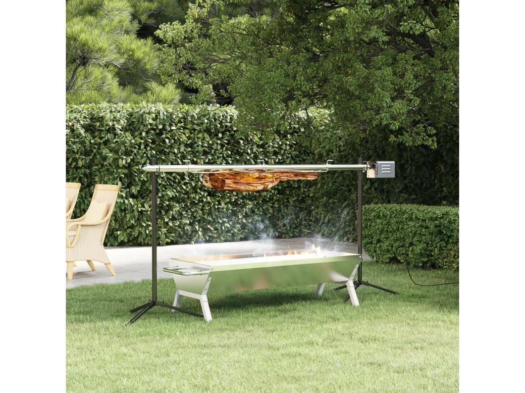 Automatische barbecue met motor 150x46,5x82,5 cm roestvrijstaal