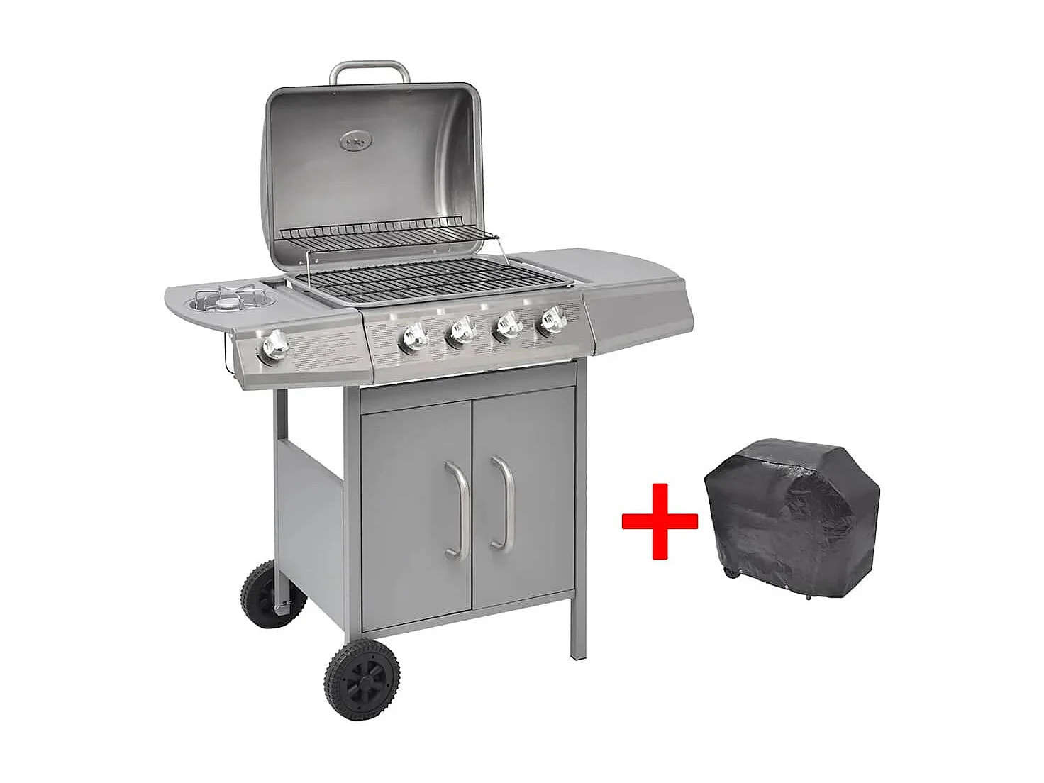 Gasbarbecue 4+1 kookzone zilver