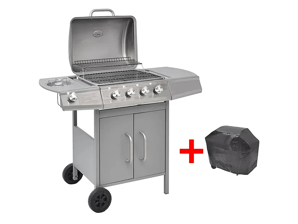 Griglia Barbecue a Gas 4+1 Fornelli Argento