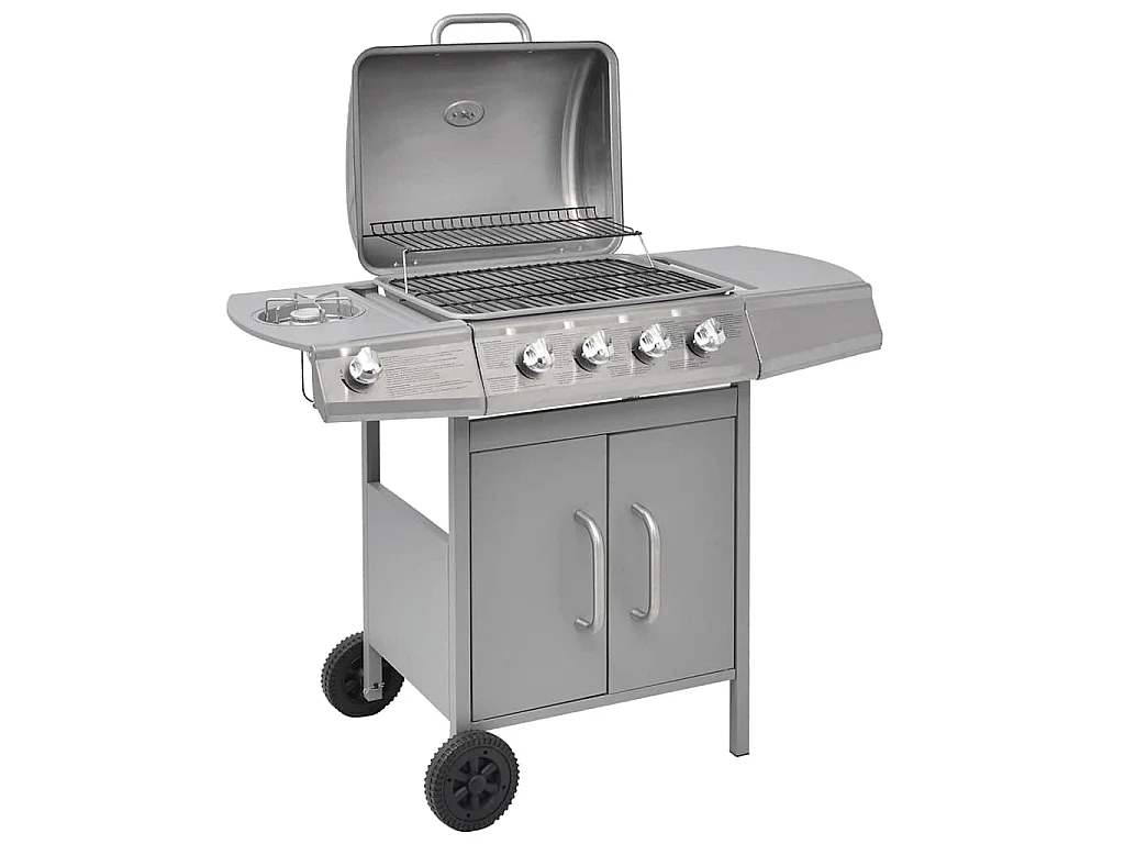 Barbecue à gaz 4 + 1 zone de cuisson Argenté