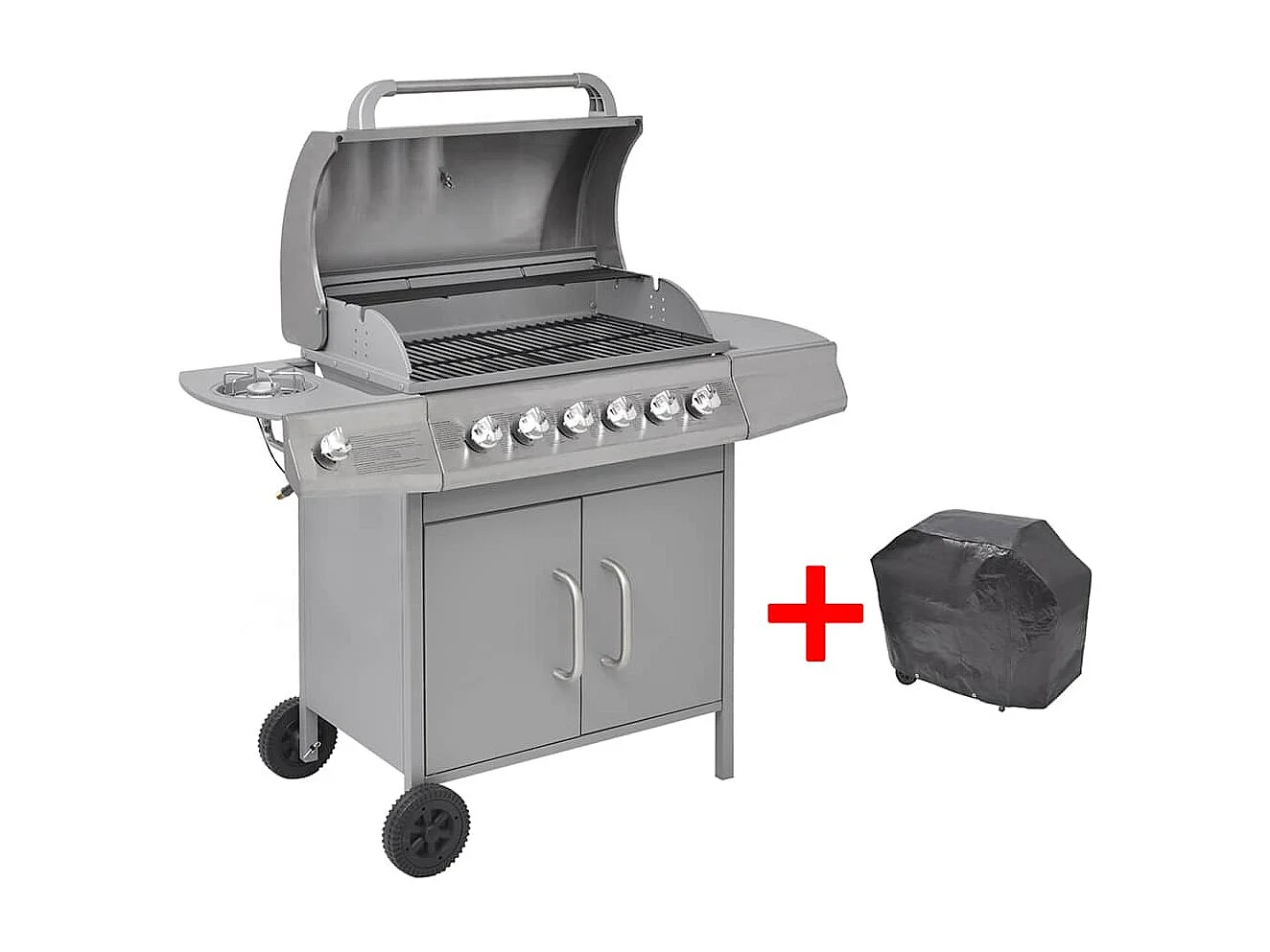 Barbecue à gaz 6 + 1 zone de cuisson Argenté